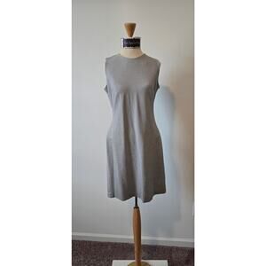 J. McLauglin Gray White Polka Dot Sleeveless Knit Sheath Midi Dress Sz S (0963)